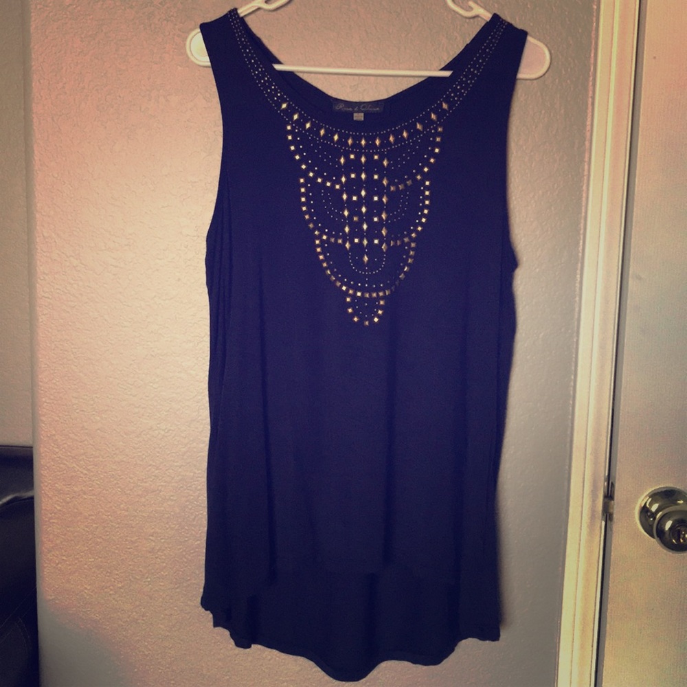 Rose & Olive Navy Blue Sleeveless Top